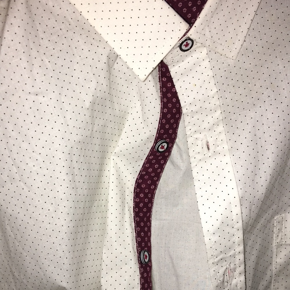 KEN Style NWOT Craft and Flow White polka dot button down shirt size XXL